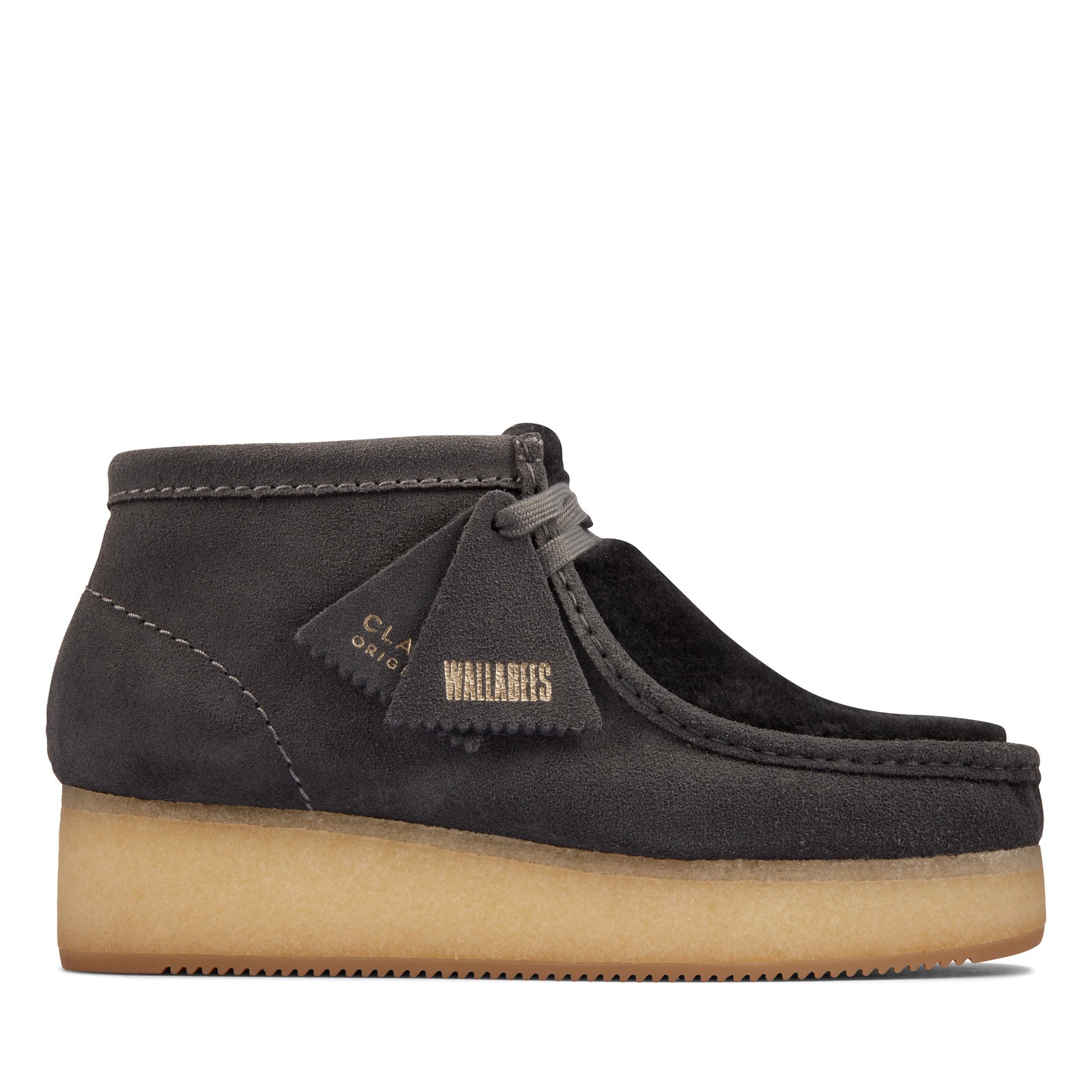 Clarks Wallabee Wedge 26163280 Womens Gray Suede Lace Up Chukkas Boots