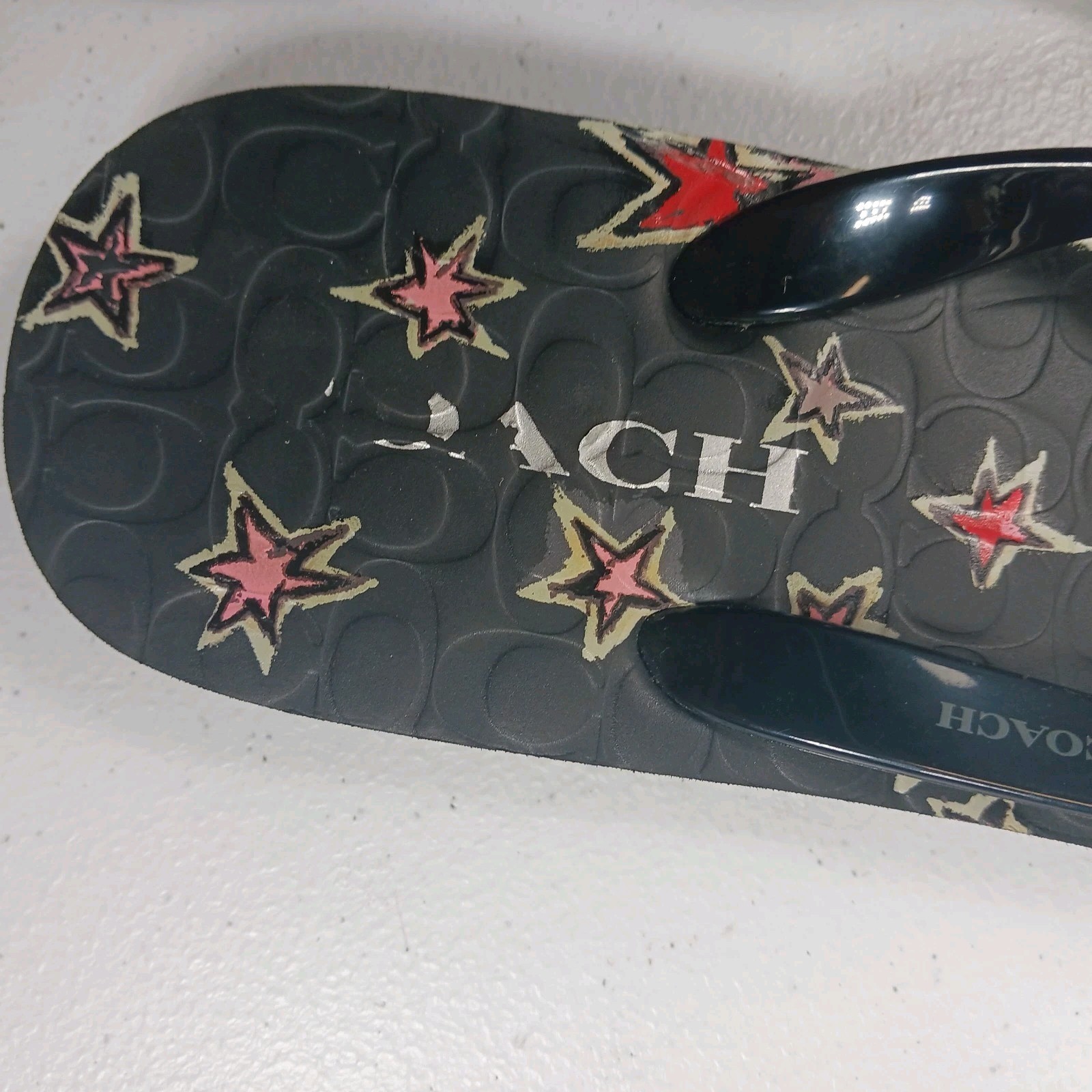 Coach Abbigail Stars Print Flip Flops Thong Sandals Womens Size 6 Summer Beach