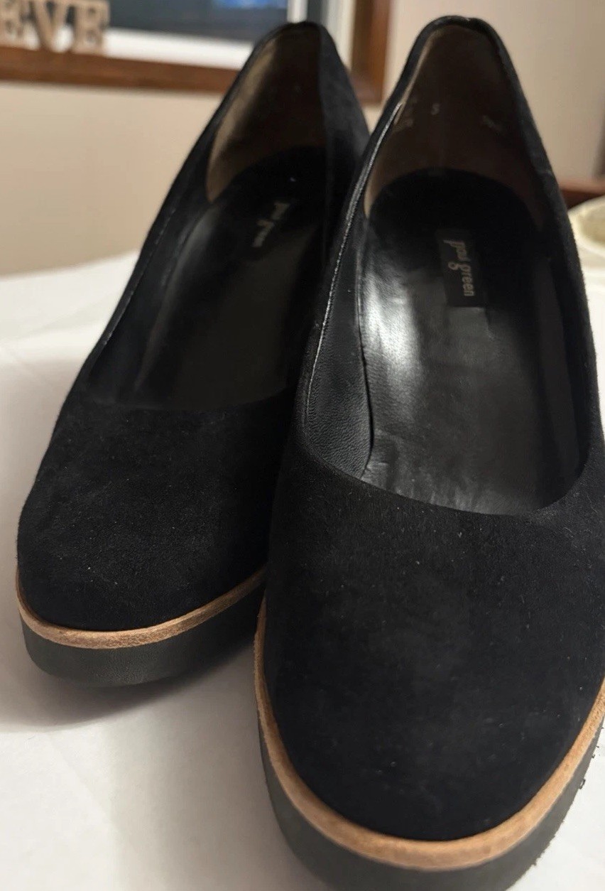 NWOT Paul Green Black Suede Platform Pumps US 7 Or UK 5 Austria MSRP $389