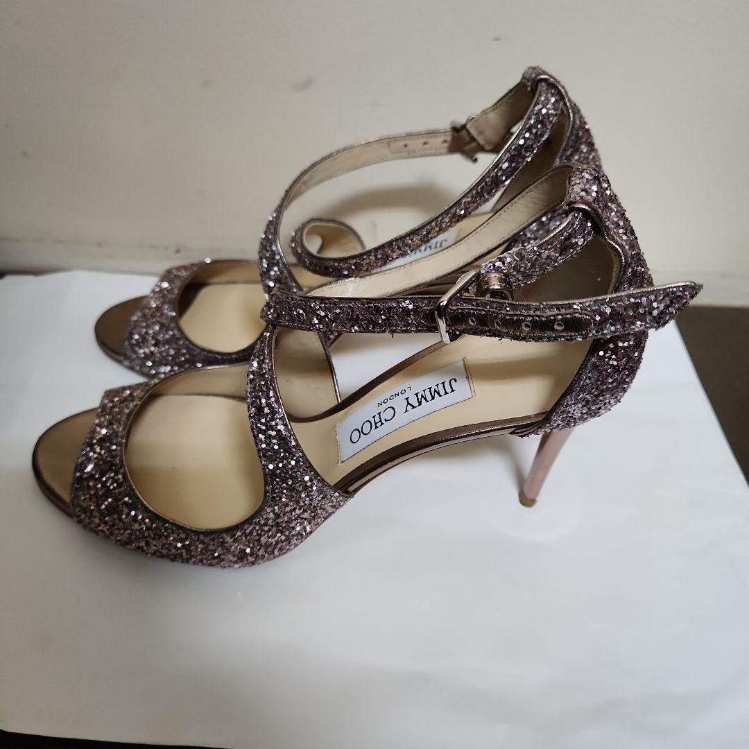 Rare Jimmy Choo 37 24cm Heels 8.5cm Stiletto Sandals Elegant Women’s Shoes