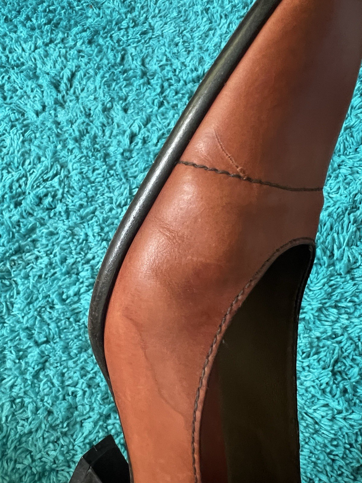 PRADA Brown Leather Square Toe Buckle Strap Block Heel Pumps EU 37