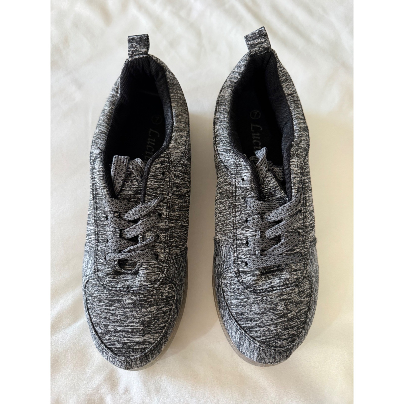 Lucita Womens LIGHT-002 LED Light Up Sneakers Grey Marled Canvas Sz 7 NOT TESTED
