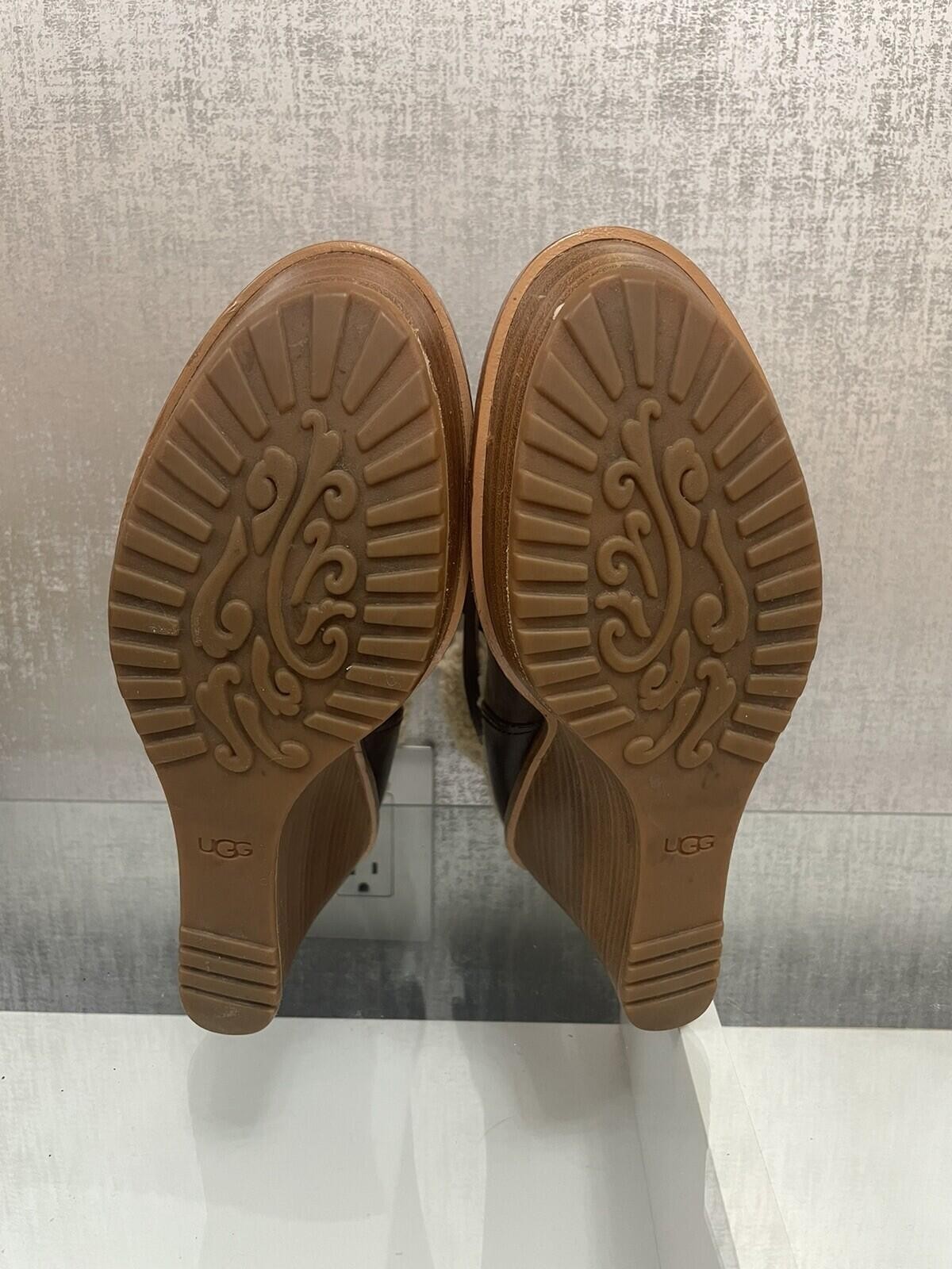 UGG Women’s Anais Brown Shearling Heels Size: 11 (1003879) (A373)