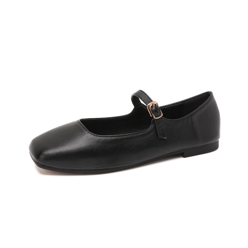 Women College Sweet Loafer Comfort Mary Jane Square Toe Shoe Leather Office Flat