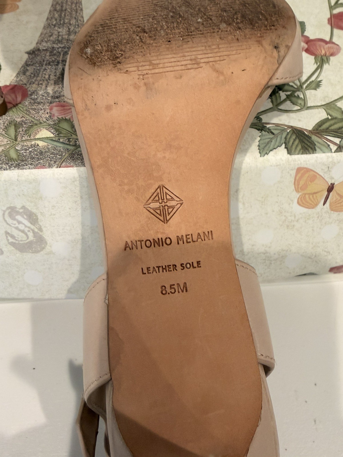 Antonio Melani Nude Suede Pointed Toe Block Heel Strap Pumps Women’s Size 8.5M