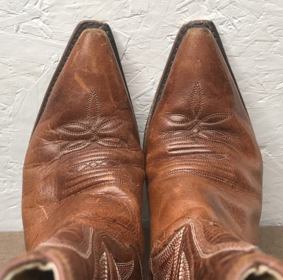 *Read Justin Saddle Torino Women’s 8B Snip Toe Cowboy Boots Brown Leather L4300