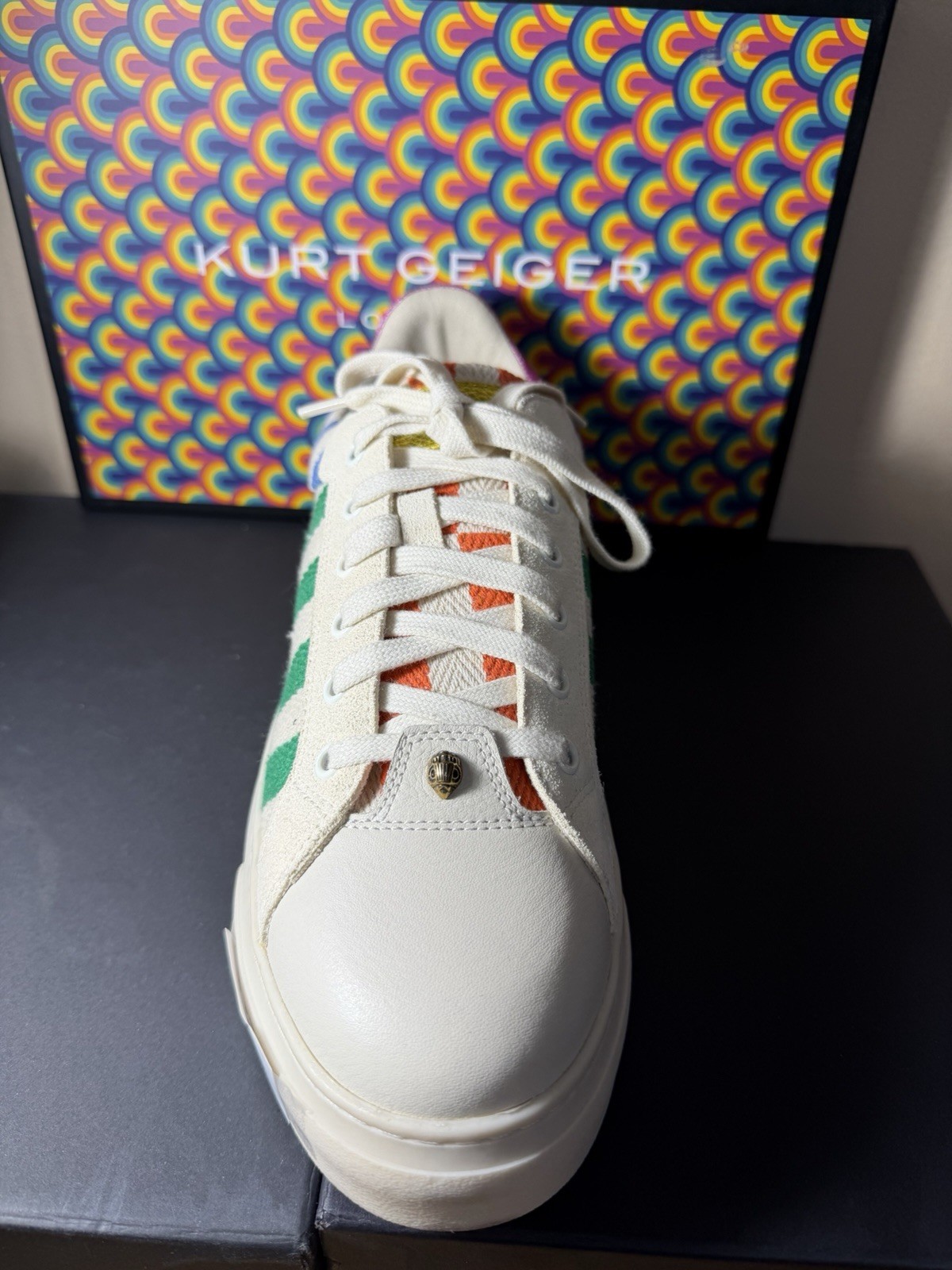 Kurt Geiger London women’s Lace-Up Low-Top Sneakers Striped Colorblock US 9