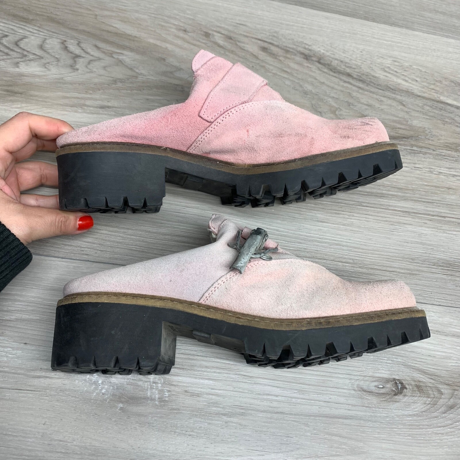 GEIER WALLY AUSTRIA Women’s 6-6.5 EU 37 US Suede Leather Mules Slides Clogs Pink