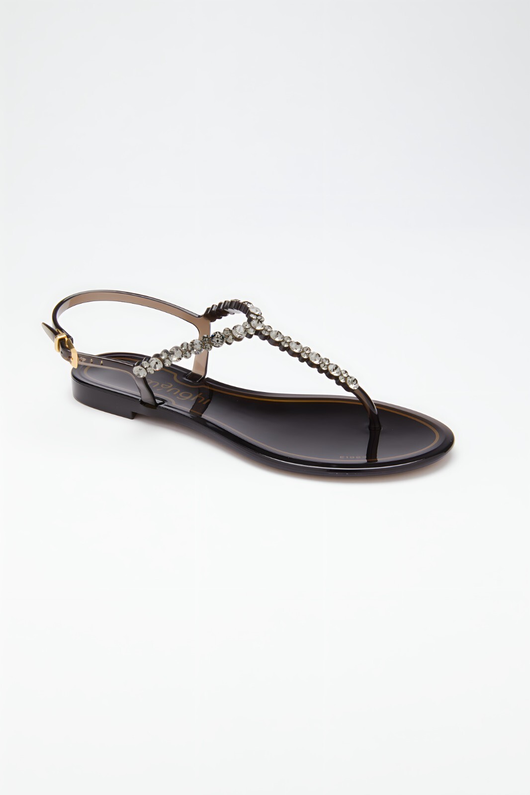 Women Sandals with Swarovski Crystal – Black Size 38 (US 7 – 7 1/2) Menghi