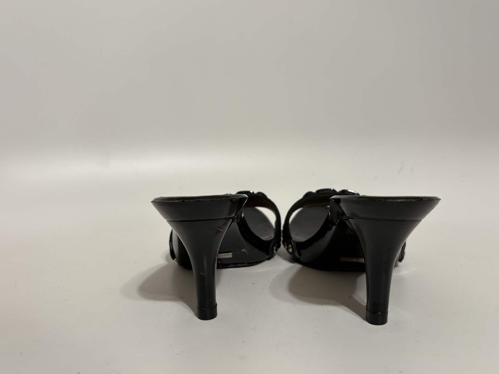Vtg Dolce & Gabbana Black Crystal Logo Sandals 37