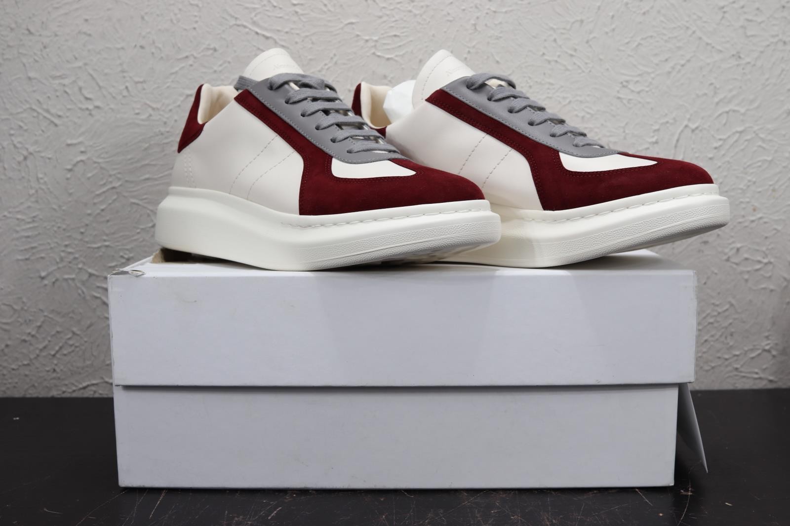 Alexander Mcqueen Off White Burgundy Oversized Retro Sneaker Size 43 1/2 EU $830