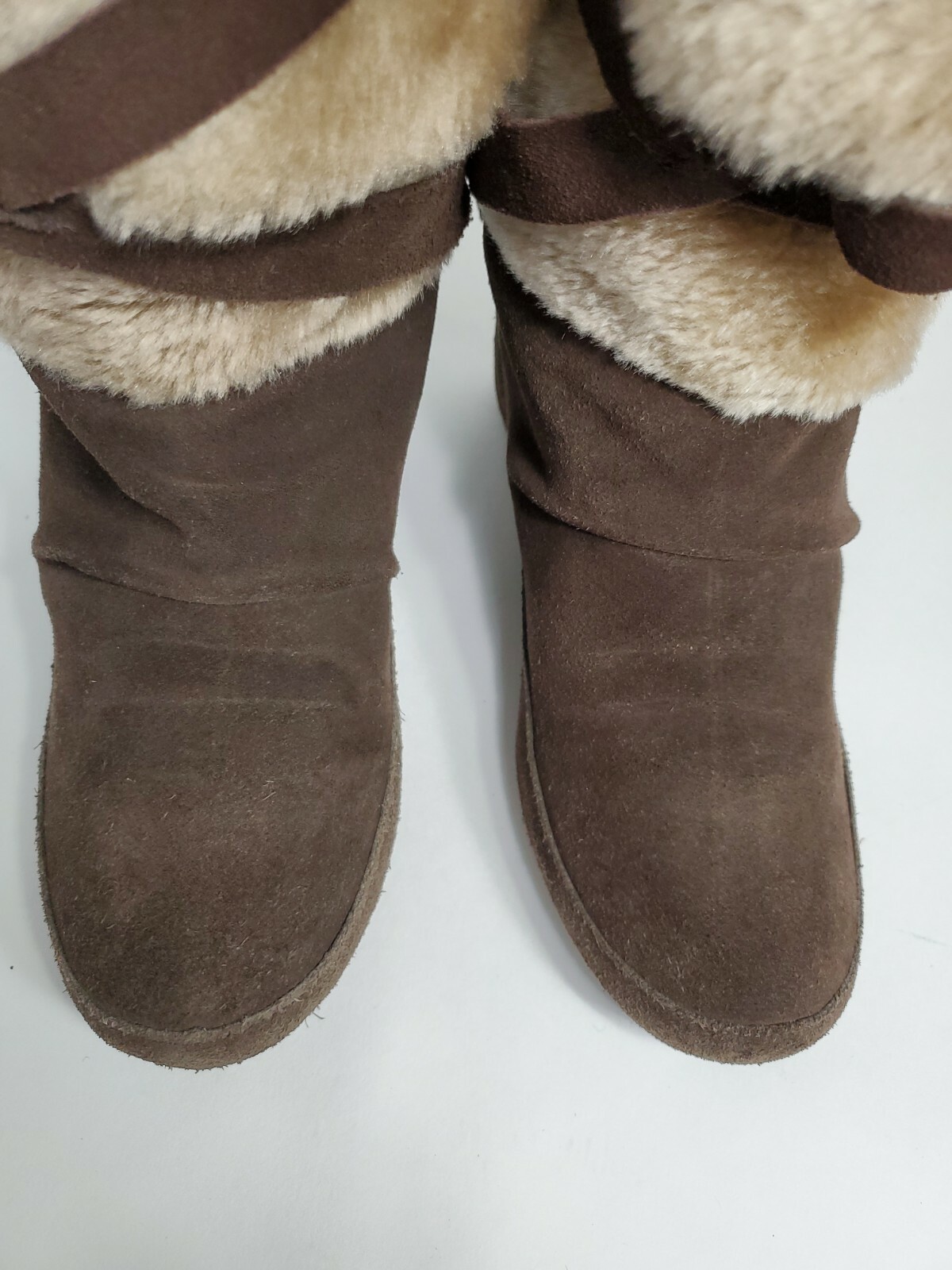 Aldo Brown Suede Leather/Fur Slip on Flat Boots EU36(US 5-5.5M)
