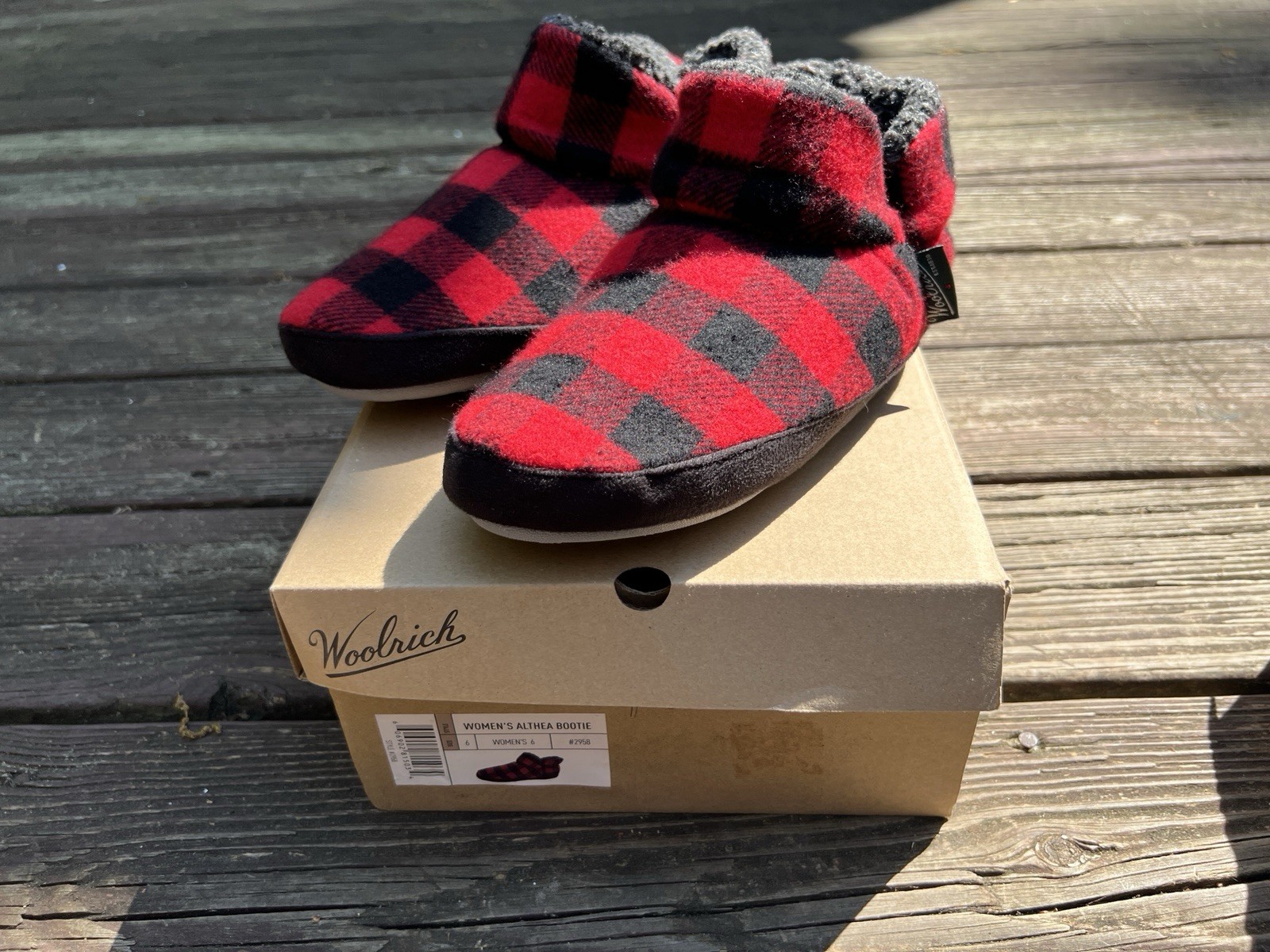 WOOLRICH Women’s Checkered Red Buffalo Plaid Althea Bootie|Size-US:6 EUR:36-37