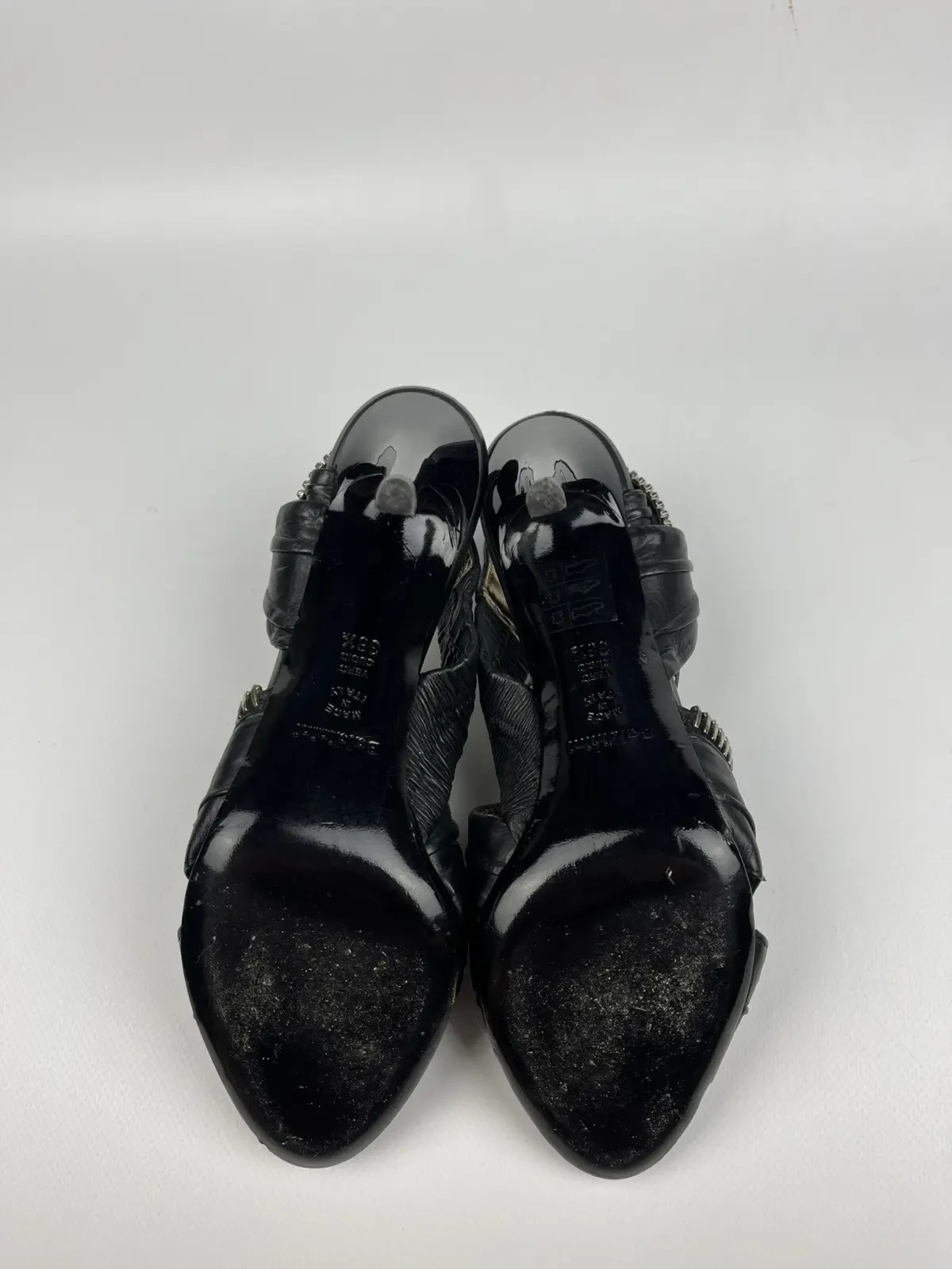 Baldinini Black Leather Zip Slingback High Heel Sandals