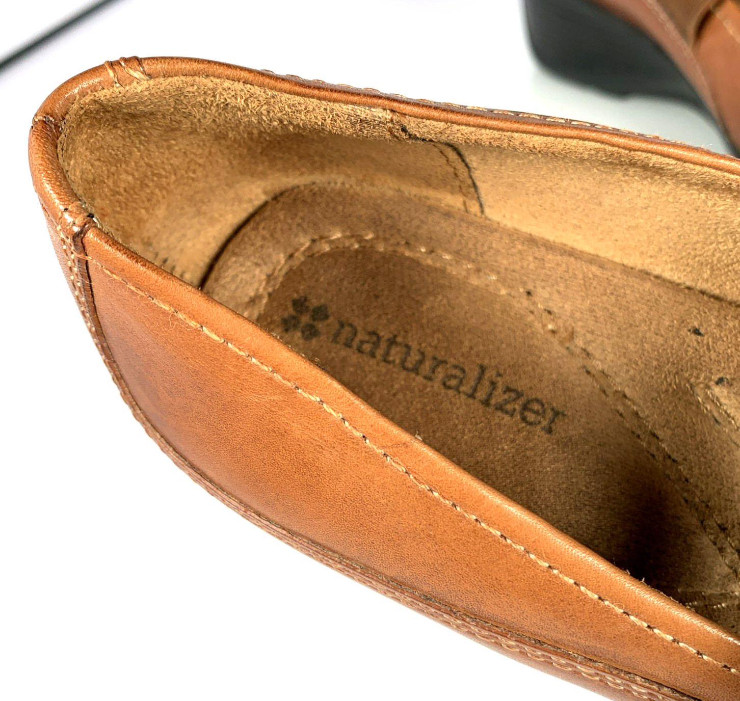 Naturalizer Women Alliance Mary Jane Tan Wedge Stitched Leather Career Shoes, 7M