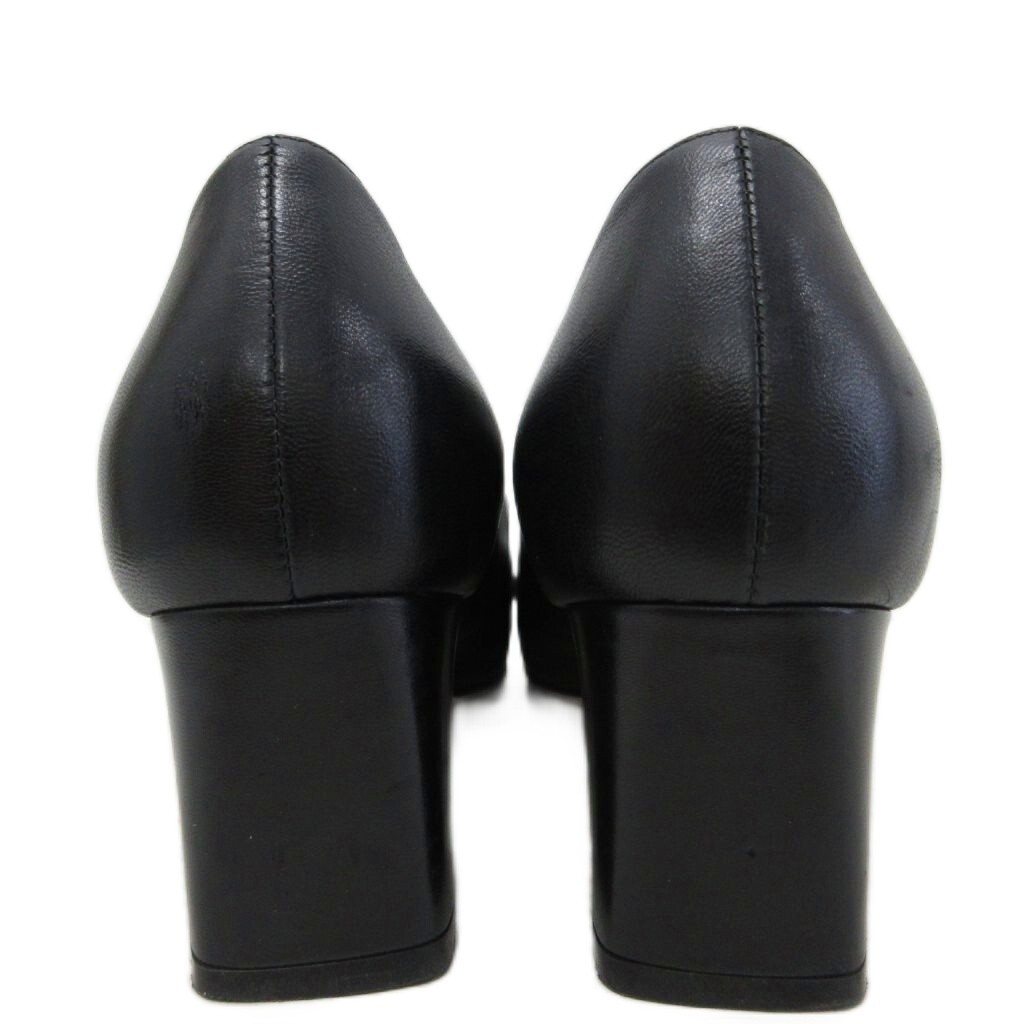 Gucci Pumps GG Marmont Square Toe Chunky Heel Leather Black Size EU38/US8