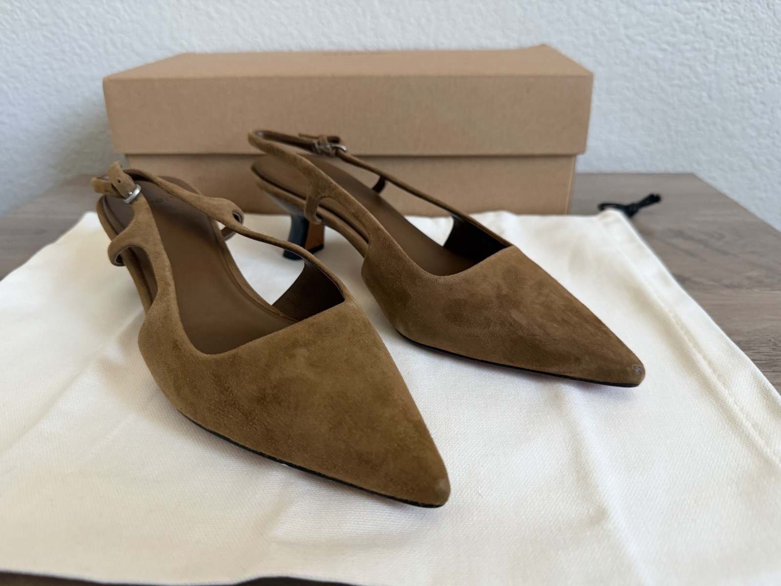 Vince Bianca Slingback Mid Heels in Elmwood suede, size US 6 / EU 36