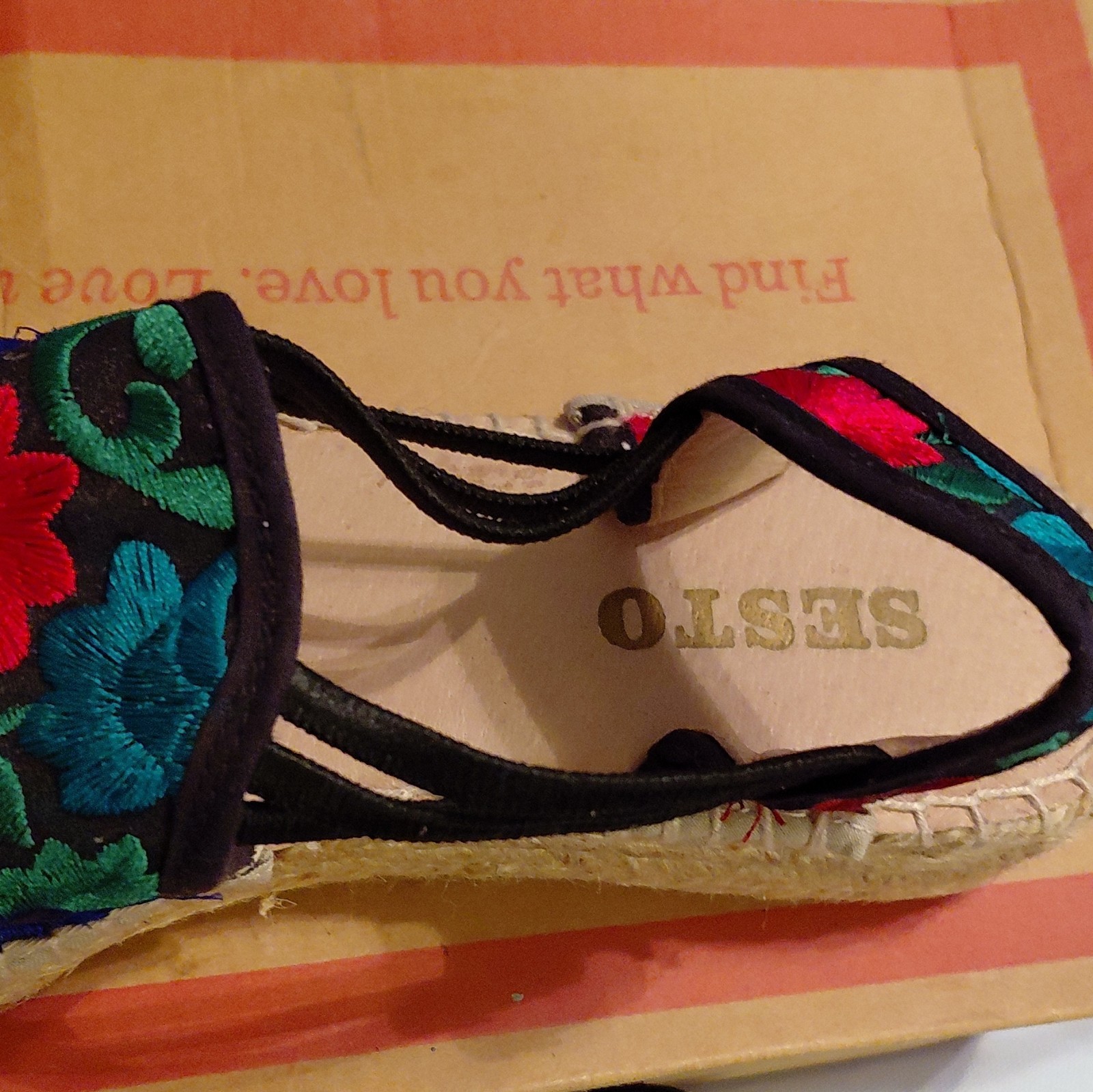 Sesto Meucci Canvas Espadrille Slingback Sandals Women’s US 7 Floral Embroidered
