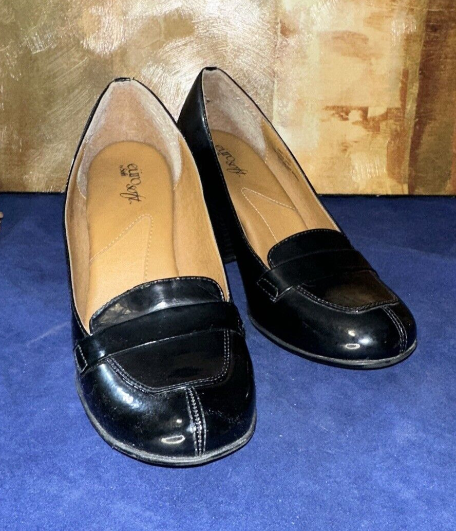 Euro Soft By Soffit «Randi» Black Patent Leather Upper 3.5 In Heels Wmn Sz 8.5 M