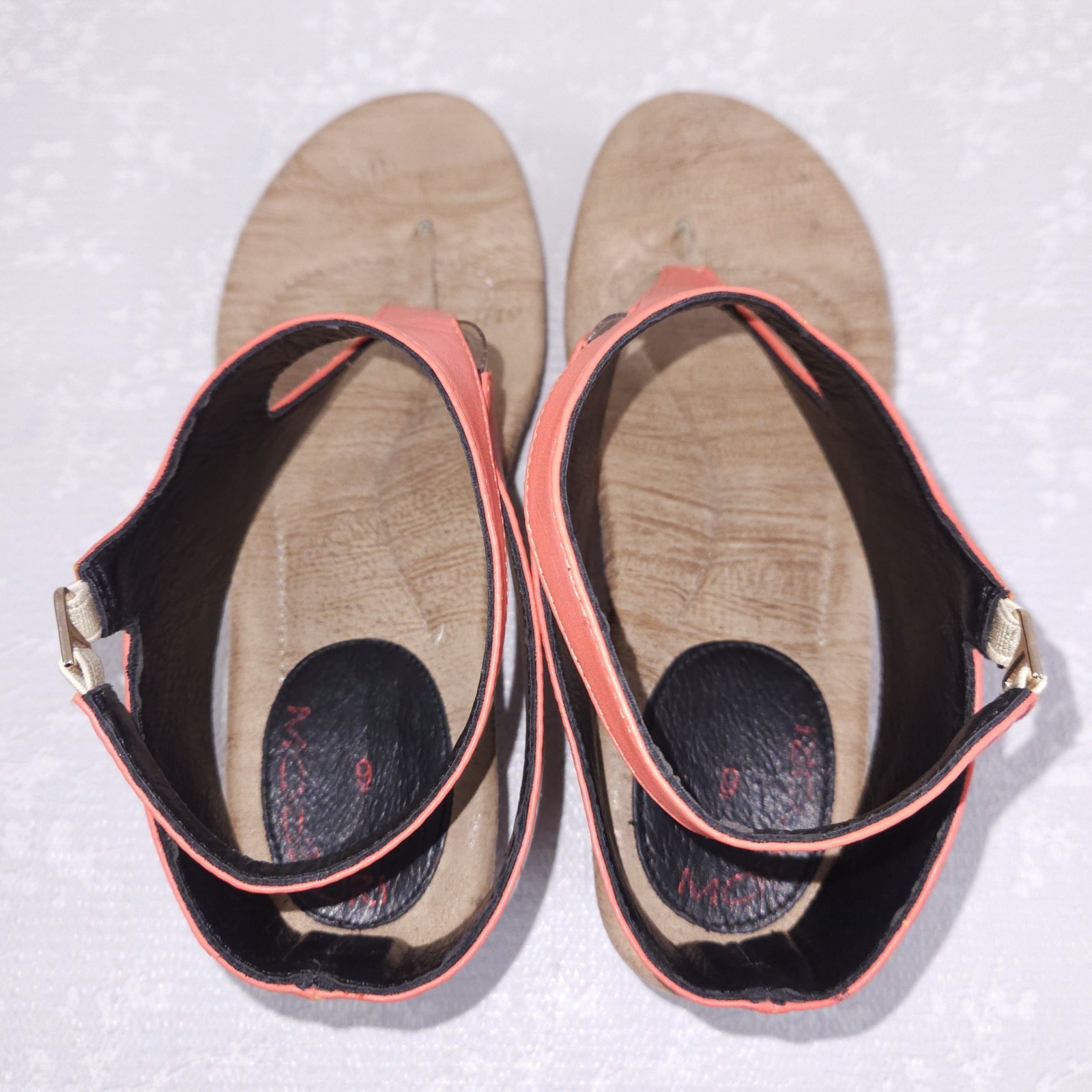 MODZORI Reversible Wedge Platform Sandals Women’s 9 Black Coral Pink Amaya Thong