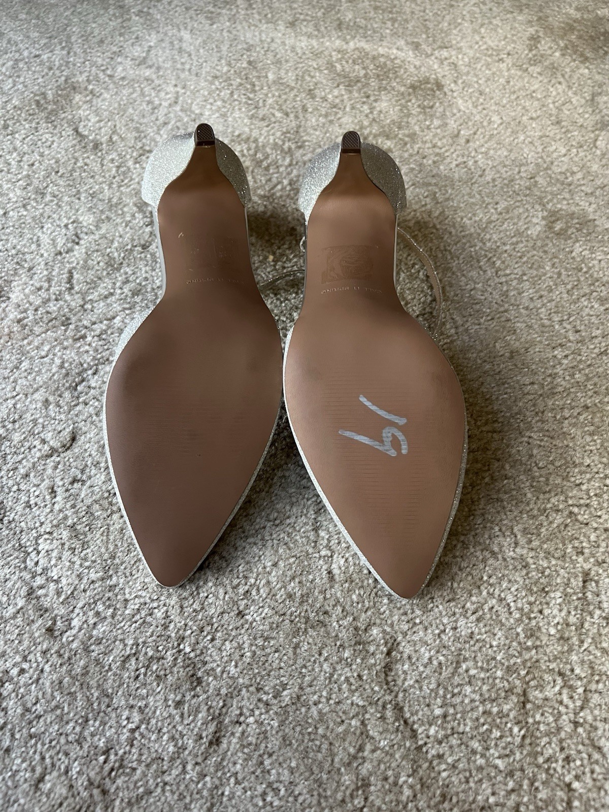 Call It Spring Silver Glitter Pointed Toe Ankle Strap Pump 8.5 New