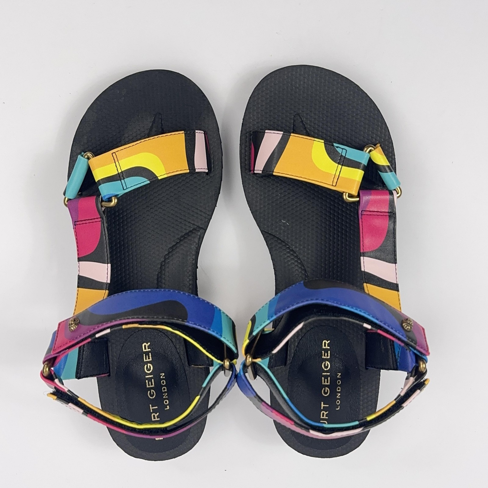 Kurt Geiger London Rio Sandals Womens 8 US/38.5 EU Colorful Strappy Wedge