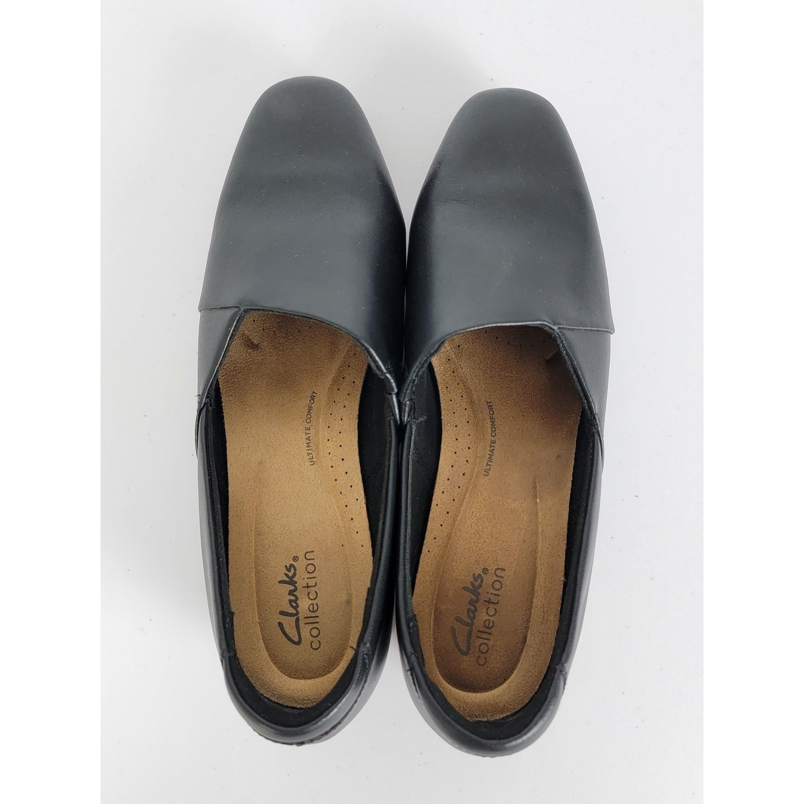 Clarks Juliet Palm Black Leather Loafers Women Size 10 Comfort Work Flat