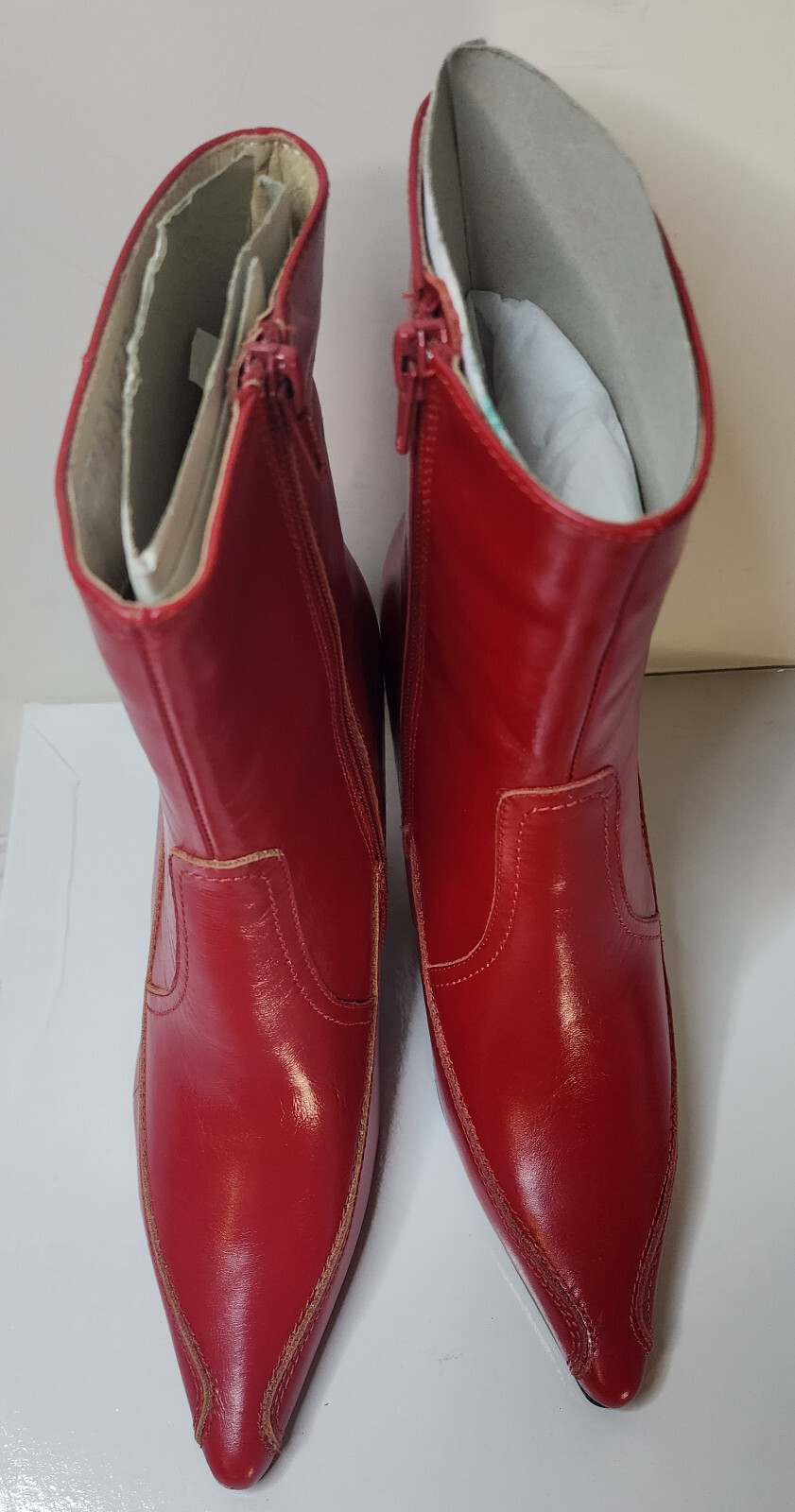 Firenze Women’s Leather Red Calf-Height Pointed Boots Euro Size 36 US 6 with Box