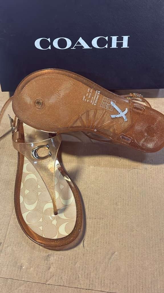 Coach C3067 Women’s Natalee Jelly Dark Gold Sandals size 7 see photo