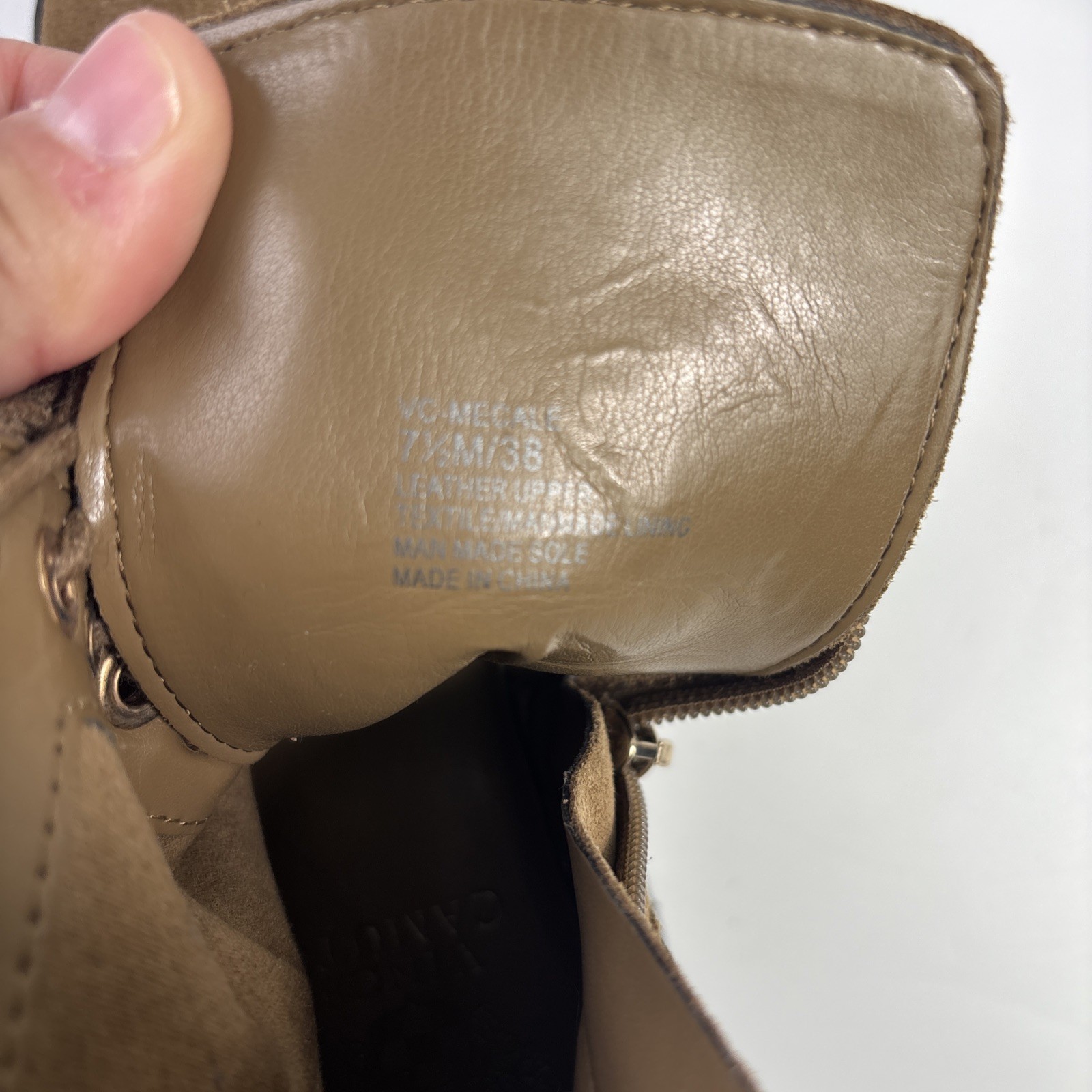 Vince Camuto Mecale Studded Combat Hiking Boot Suede Tan 7.5 M