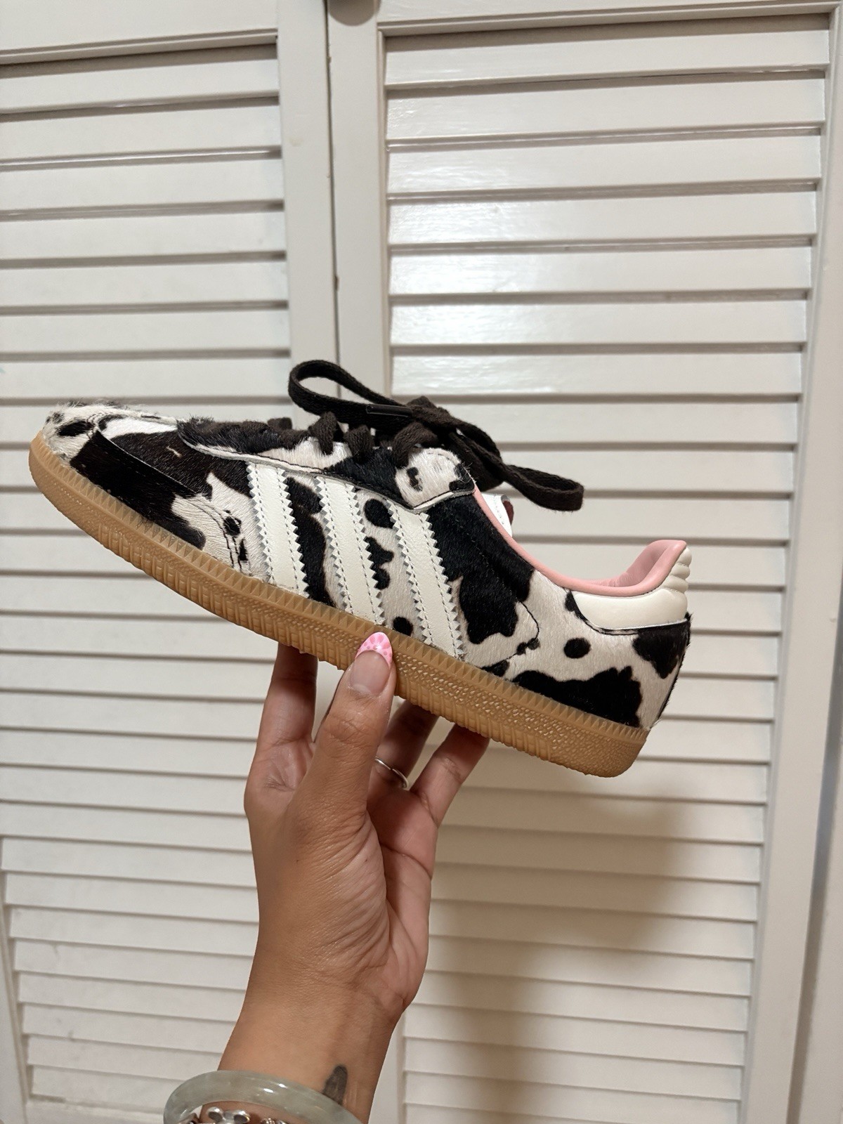 adidas Samba OG W Women’s Cow Print Sneakers Dark Brown/Off White/Gum JR1256