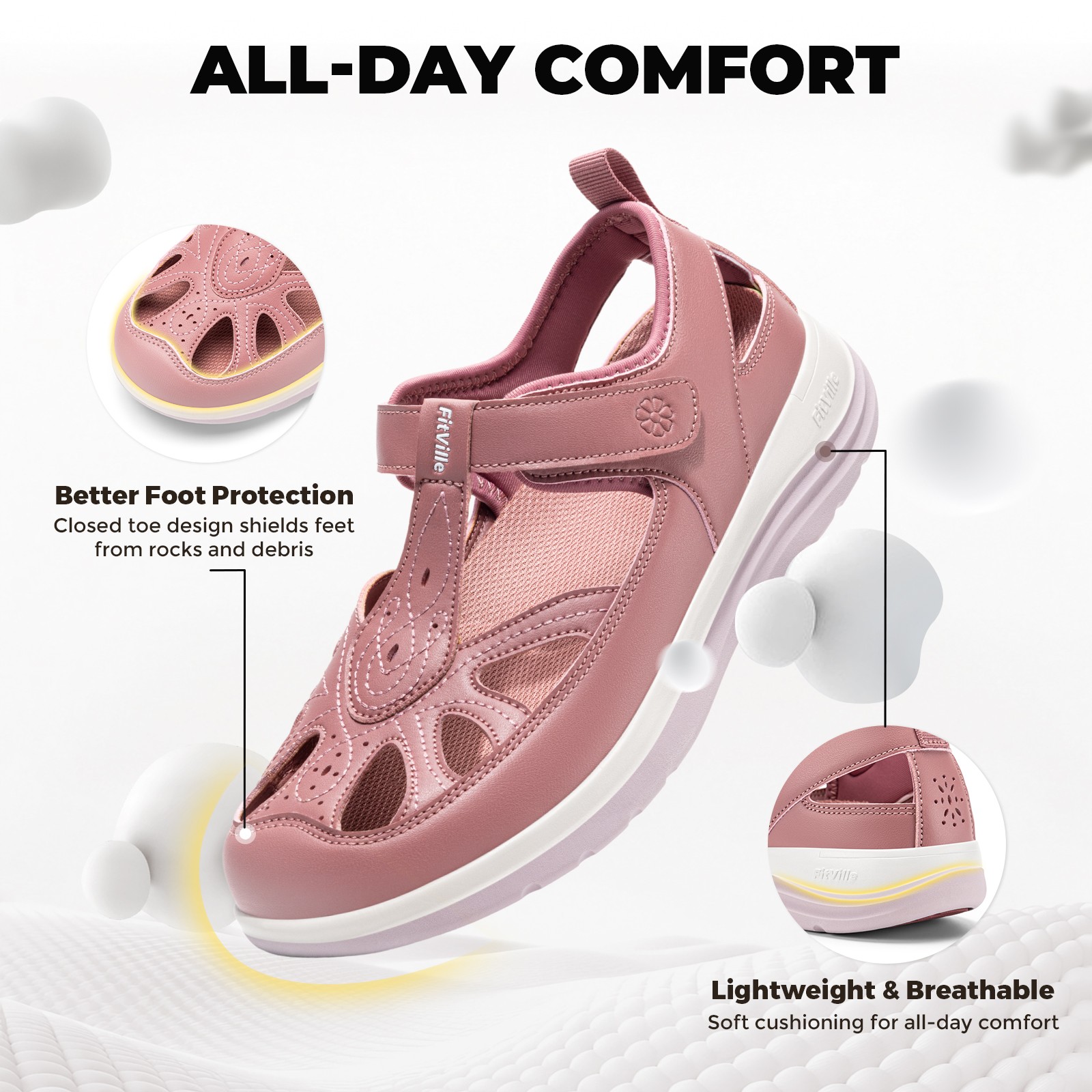 FitVille Womens Sandals Wide Width Orthopedic Adjustable Straps Arch Support