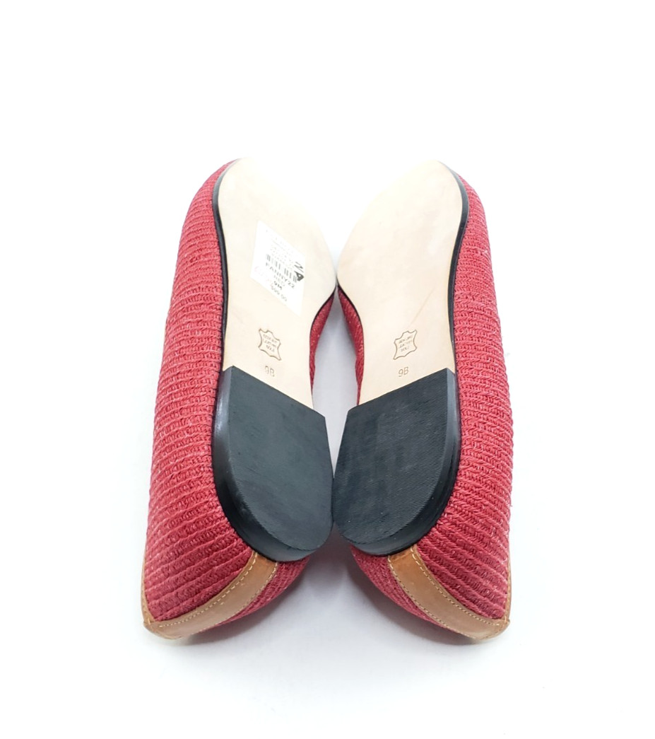 Talbots Fanny 22 Womens Ballet Flats Red Textile Leather Trim Size 9M
