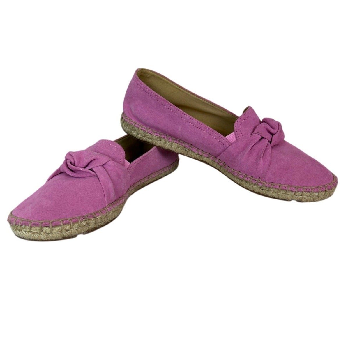 Talbots IZZY Pink Suede Espadrilles Knot Detail Slip-On Flats Size 7.5