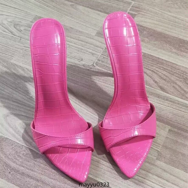 Women’s Super High Heel Stiletto Slipper Dress Pointy Toe Slip On Slides Sandals