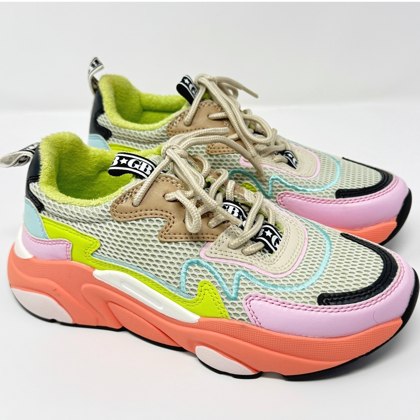 Gianni Bini Chunky Sneakers Womens Size 5.5 Fashion Athletic Pastel Colorblock