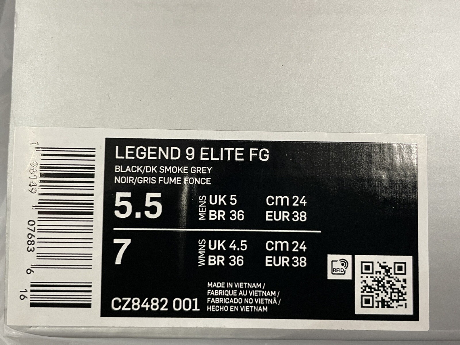 Nike Tiempo Legend 9 Elite FG Soccer Cleats Black CZ8482-001 Women’s Size 7