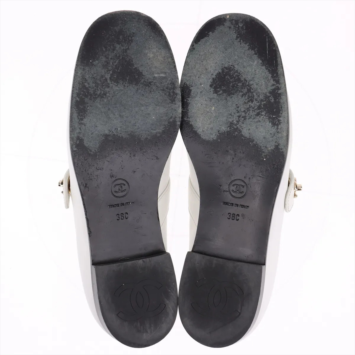 Chanel Coco Mark Turnlock Leather & patent Strap Pumps 38C Ladies’ Black × White