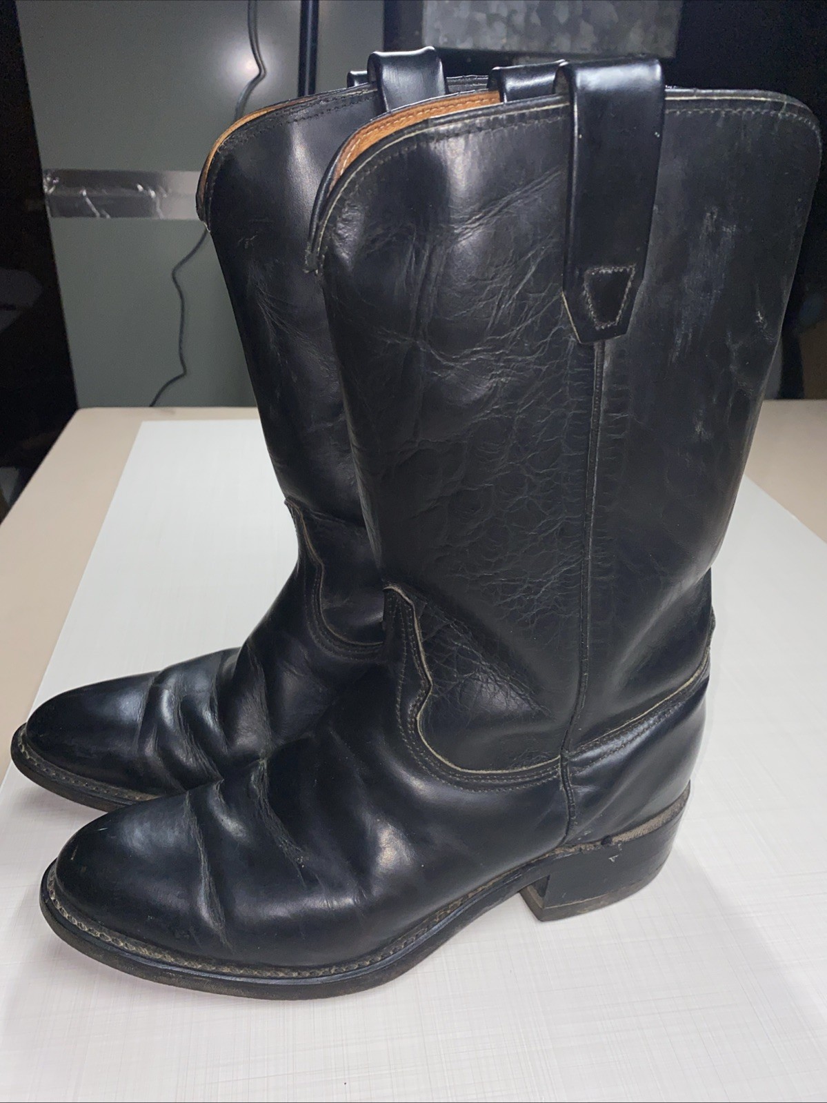VTG Women’s Wrangler Black Cowboy Boots Size 8.5 M MADE IN USA See description