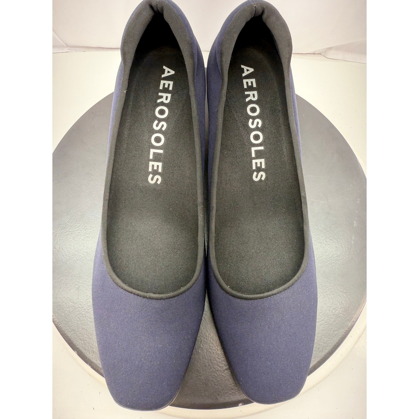 Aerosoles Casta Womens Size 10.5 Mid Heel Pump Navy Stretch Gabardine Fabric NEW