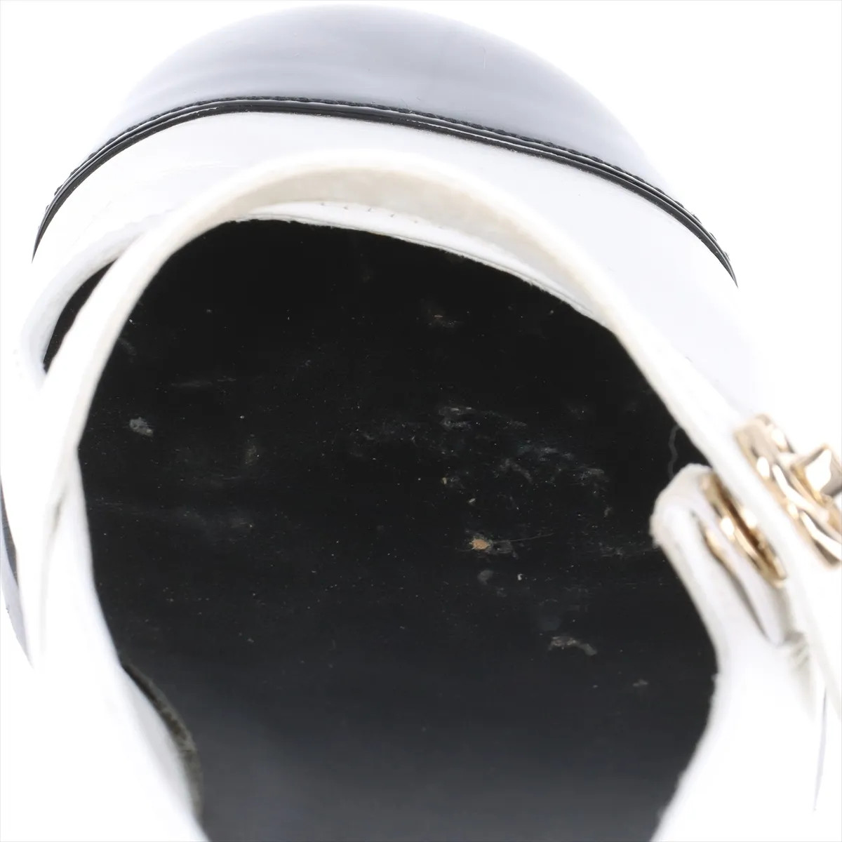 Chanel Coco Mark Turnlock Leather & patent Strap Pumps 38C Ladies’ Black × White