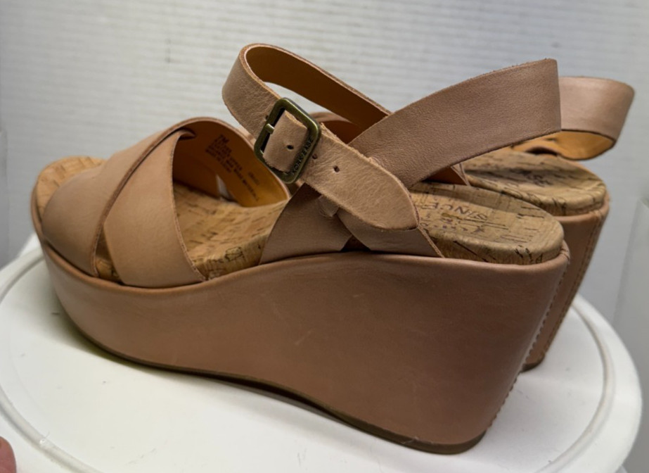 Kork Ease Ava 2.0 Sandals Womens Leather Blush 3″ Wedge Heel Cork 7M 1″ Platform