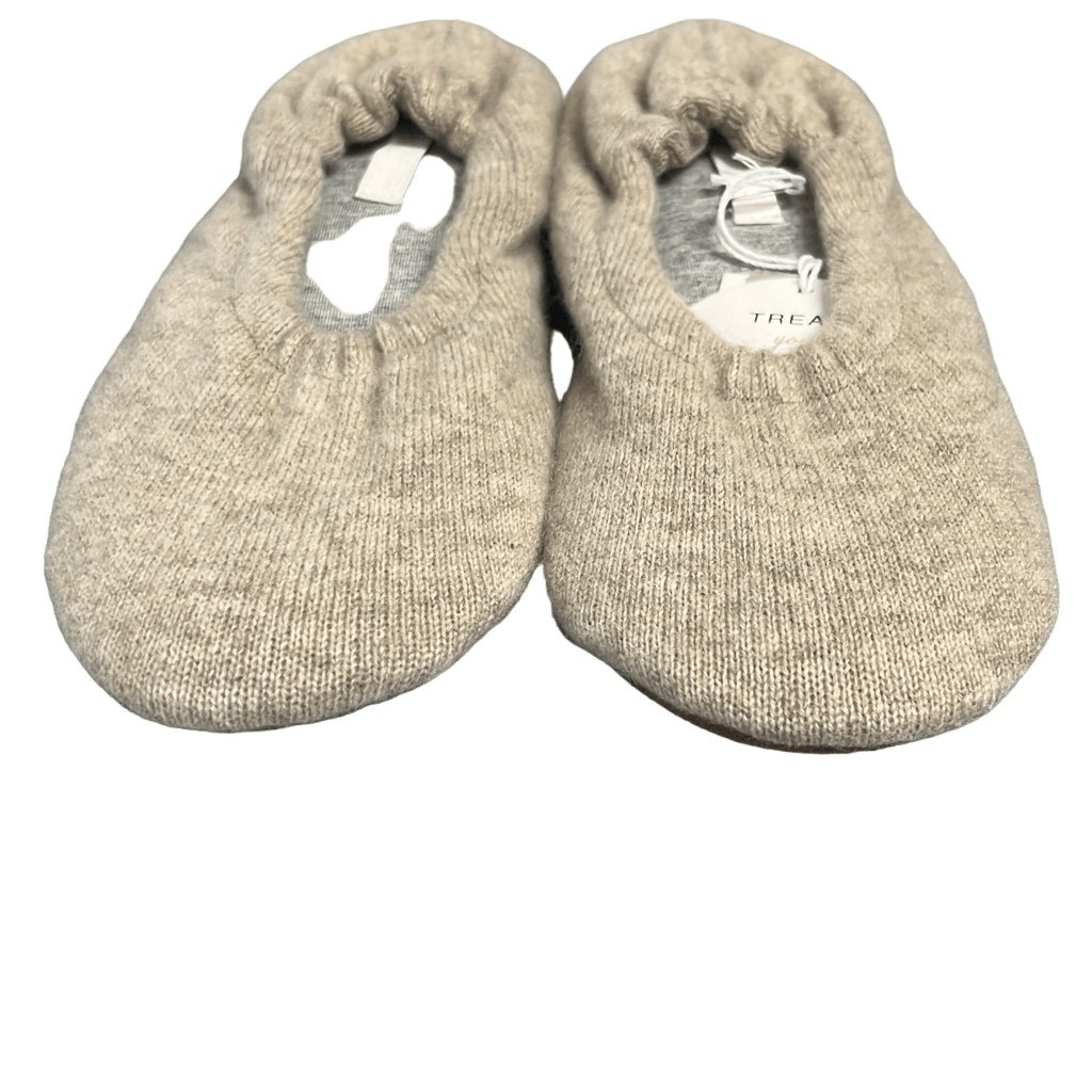Skin XS 3-4 100% Cashmere Ballet Flats Slippers House Shoes Tan NWT Luxury