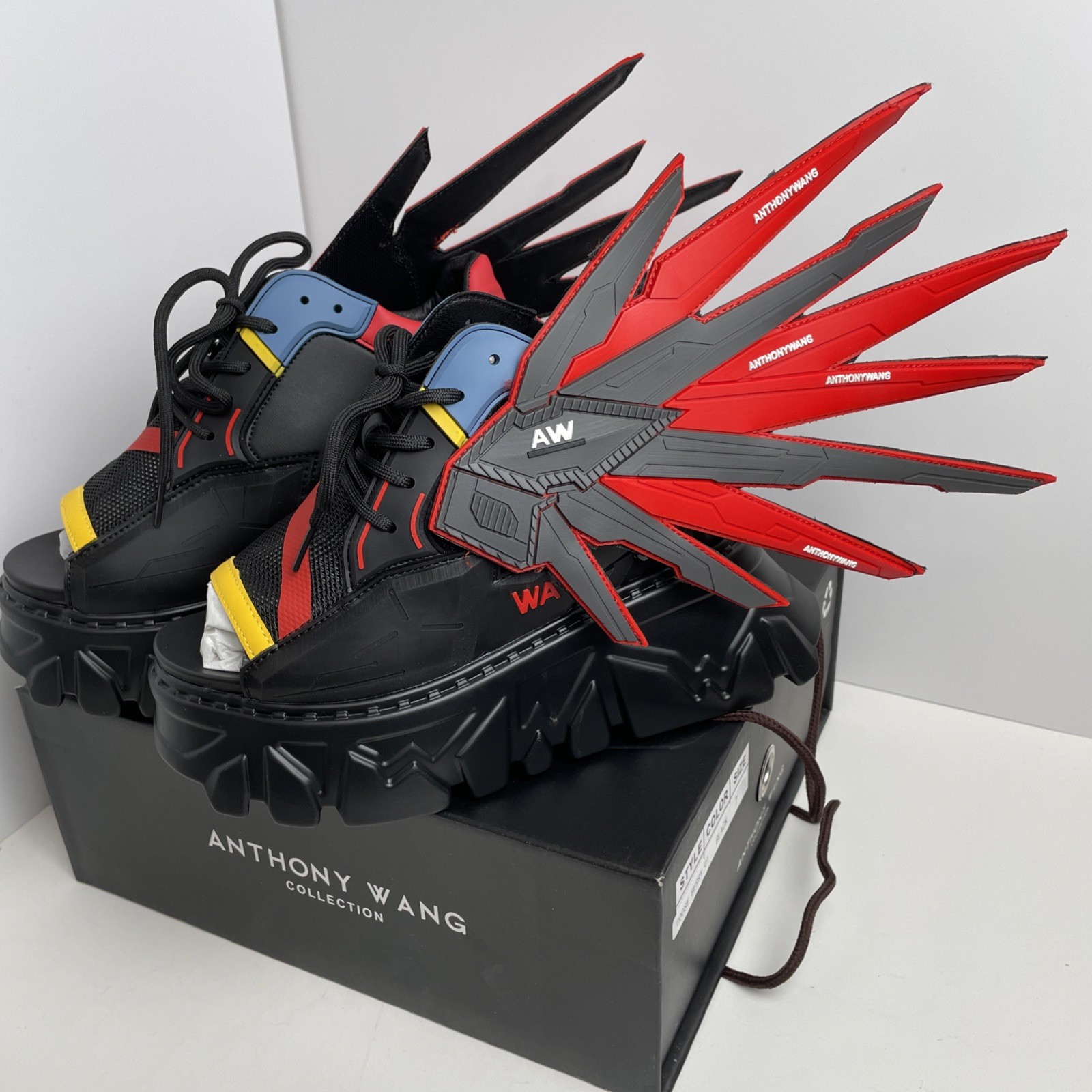Anthony Wang Gooseberry 01 Gundam Wing Black Platform Wedge Sneakers US W 10