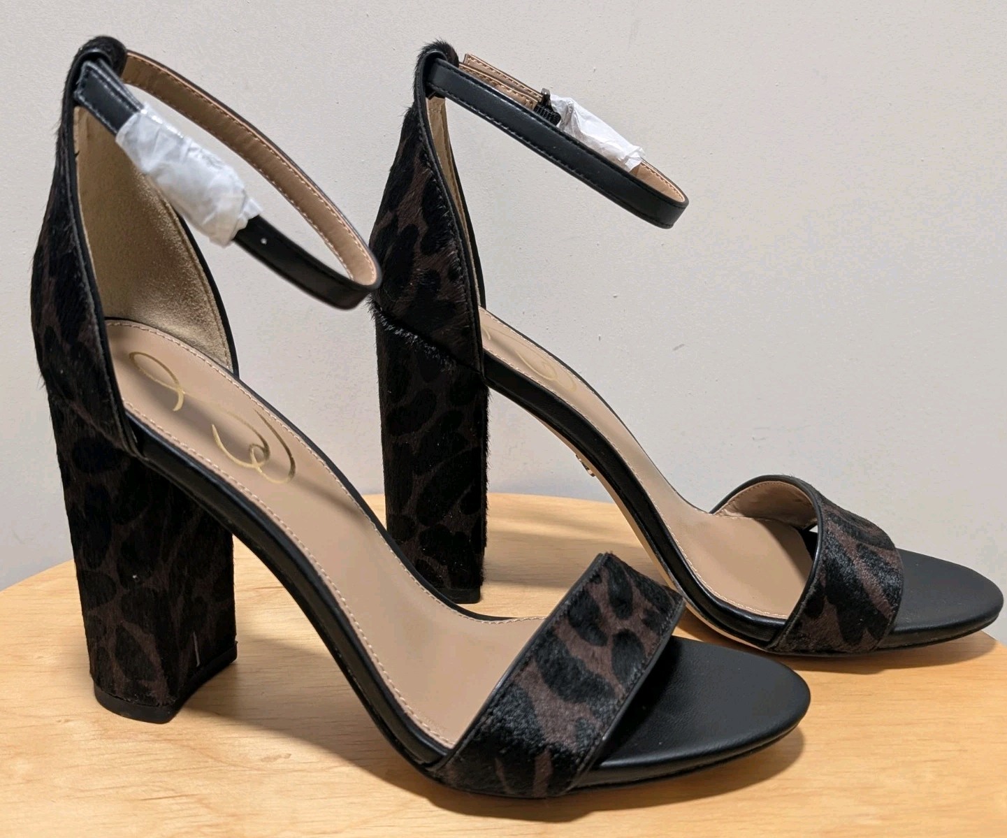 NEW Women’s Sam Edelman «Yaro» Fur Leopard Chunky Heel Ankle Strap Sandal, US 6.