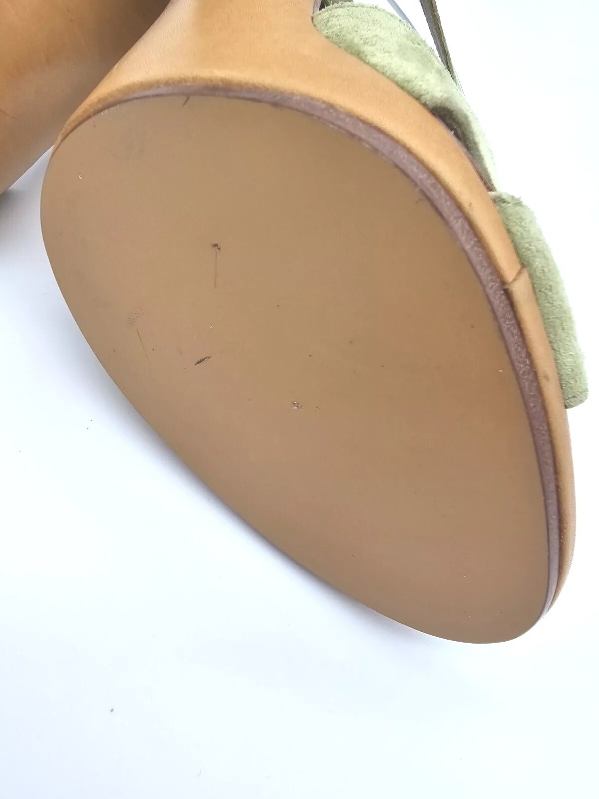 MICHAEL KORS Women’s ALL LEATHER Pear Green Suede Sandal Heels 9.5 Fits 9 NWT 🍐