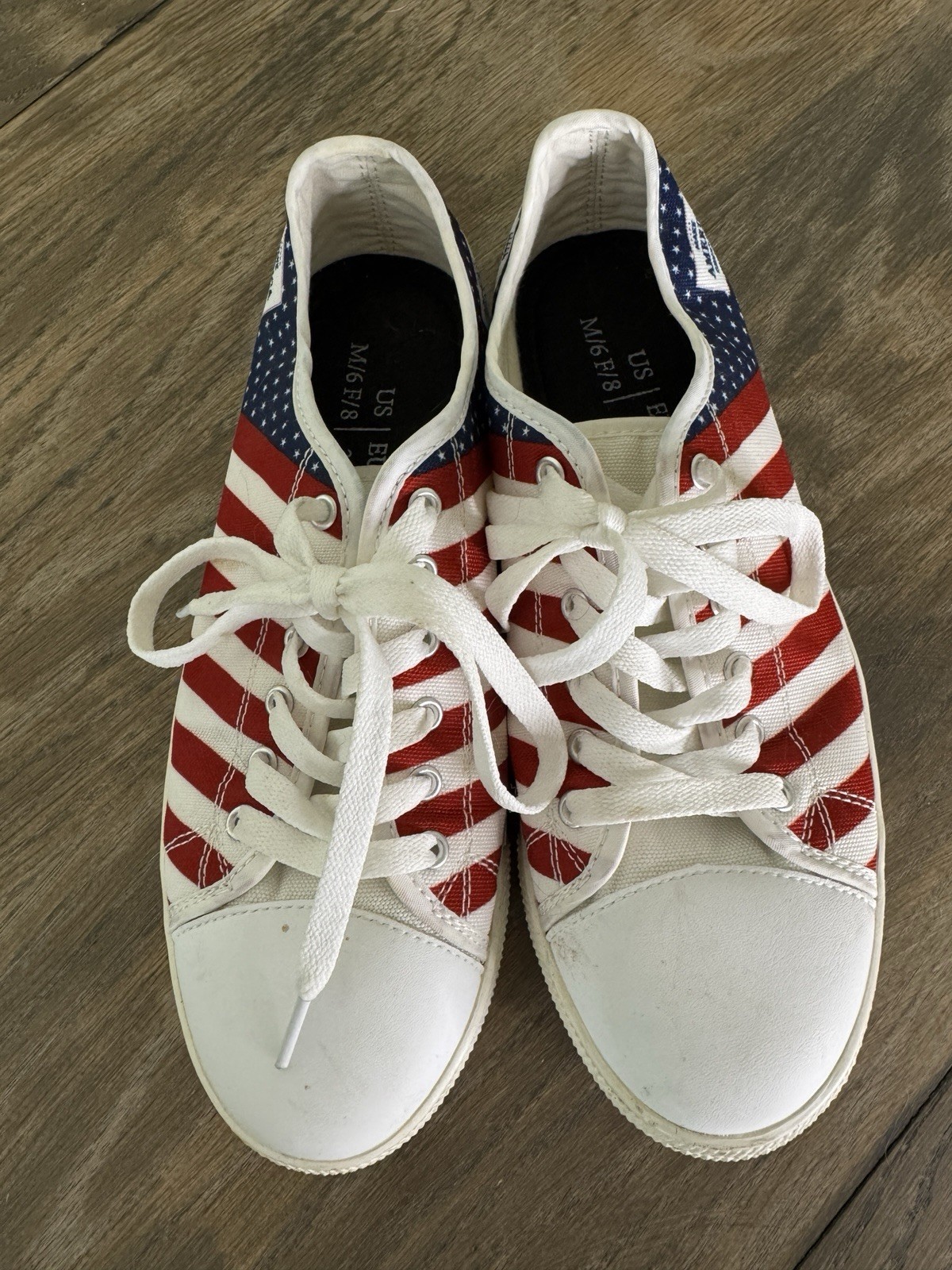 MAGA Sneakers. Women’s 8 Men’s 6. Red/Wht/Blue. Patriotic American Flag.