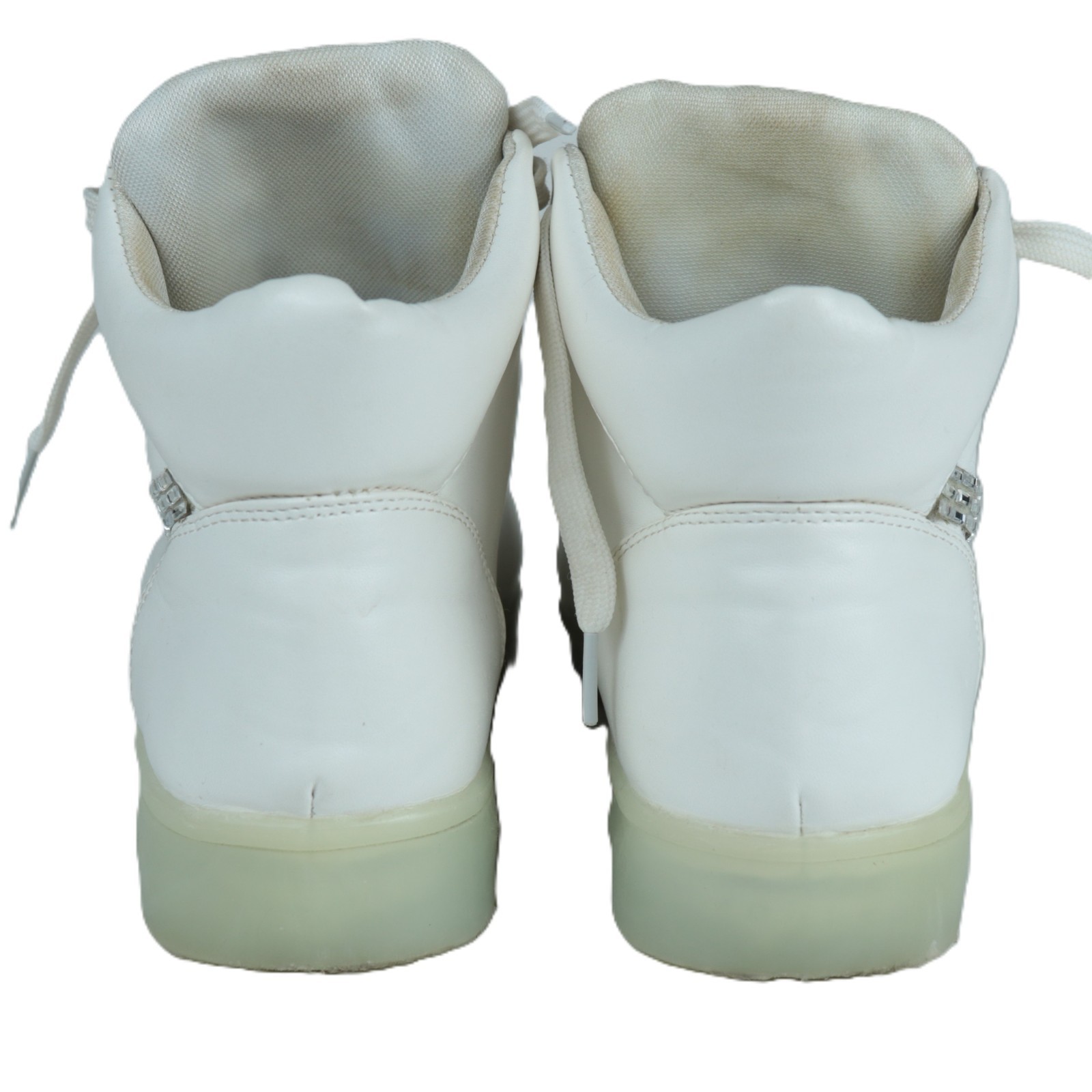 Women’s USB LED High Top Simulation Sneakers Size 7 Dance – White, Rhinestone