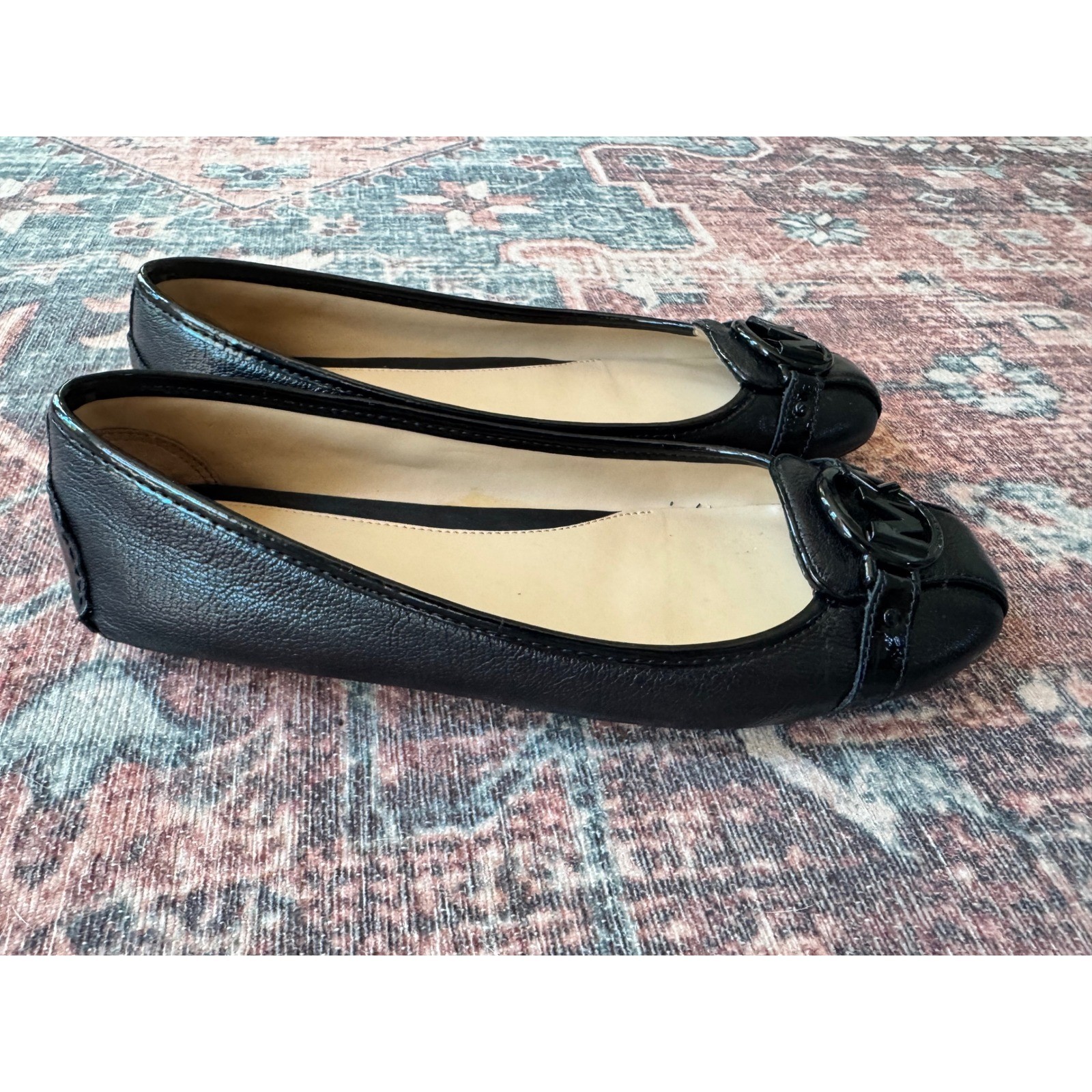 Michael Michael Kors Fulton Moc Black Leather Logo Medallion Moccasin Flats 8.5M