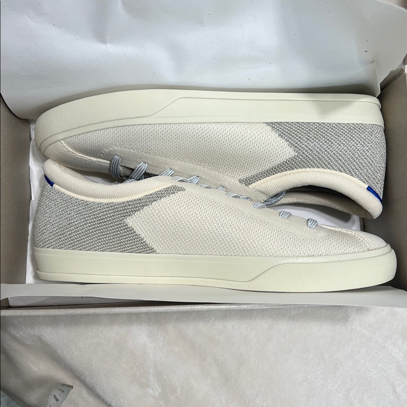 Rothy’s Lace-Up Sneakers Diamond Twill Cream Size 11.5 NIB